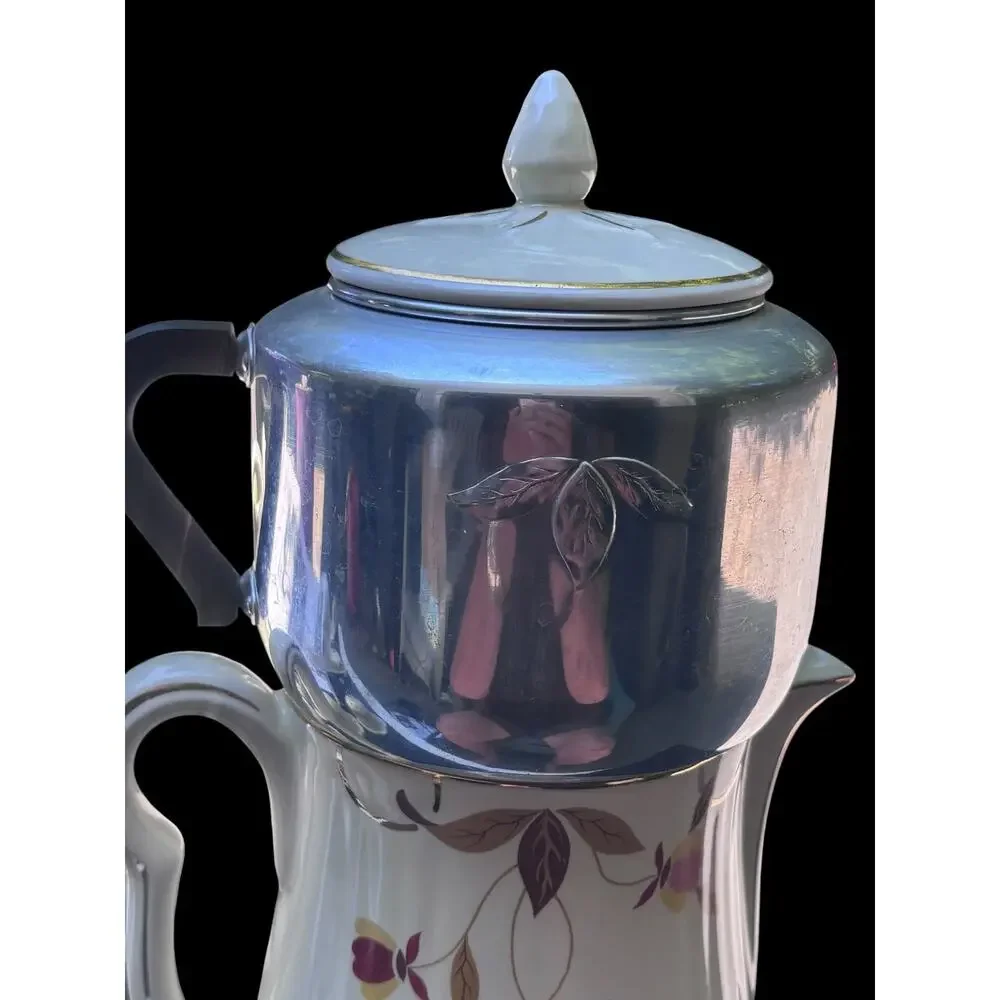Hall Autumn Leaf Coffee Pot With Matching Aluminum Percolator With Lid Country